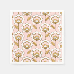 Retro Garden Pink Floral Pattern Napkin