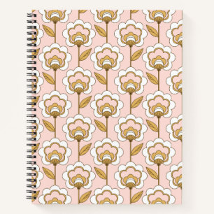 Retro Garden Pink Floral Pattern Notebook