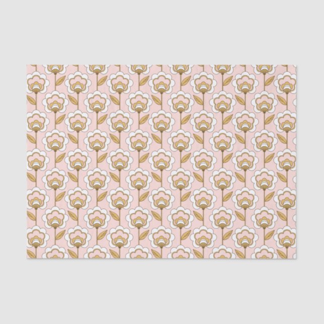 Retro Garden Pink Floral Pattern Tissue Paper (Front)
