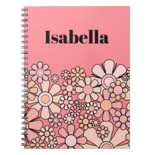 Retro Garden Pink Vintage Floral Personalized Notebook