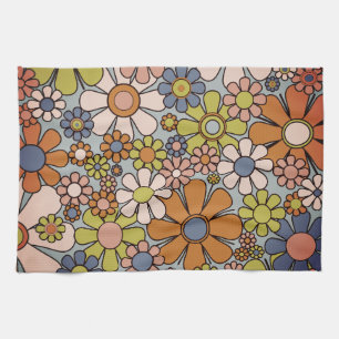 Retro Garden Vintage 60s 70s Aesthetic Flowers Kitchen Towel