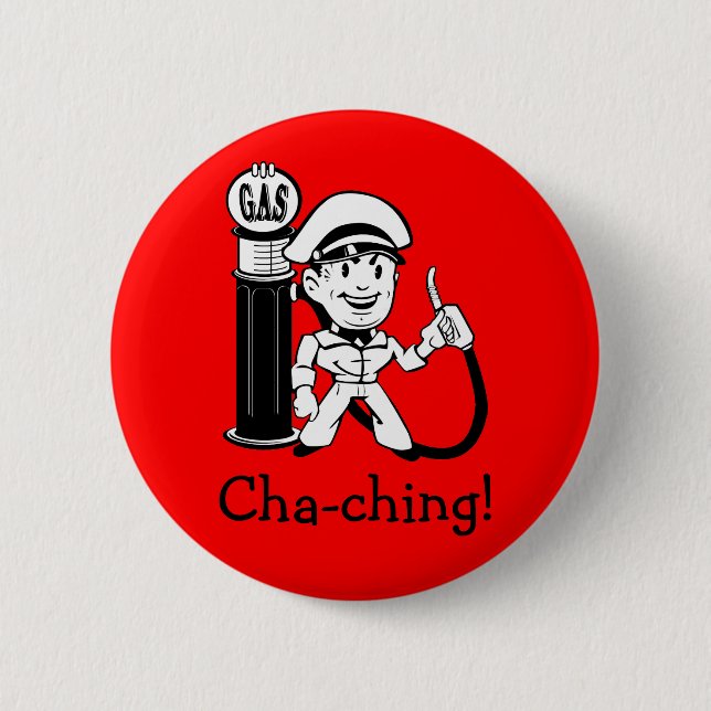 Retro Gas Station Attendant 2 Inch Round Button (Front)