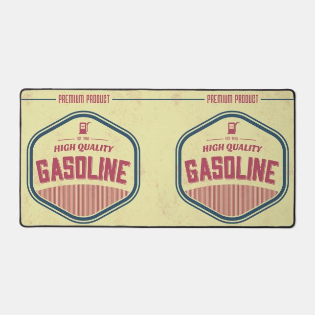 Retro Gasoline Label Desk Mat (Front)