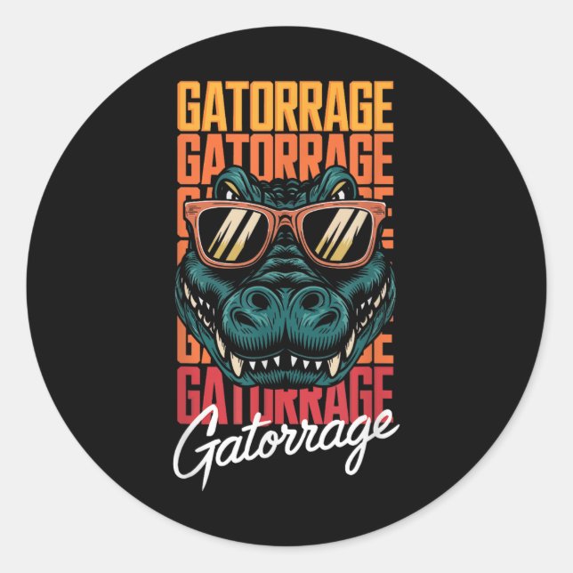 Retro Gators Personalized Name Apparel Style Clic  Classic Round Sticker (Front)