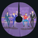 Retro Gay Bar Christmas Tree Skirt<br><div class="desc">This Retro Gay Bar Christmas Tree Skirt design is purple, kitschy, and utterly fabulous! Sitting on mid century modern barstools, drinking their fun, pink beverages, these dapper gentlemen are having a gay ol’ time. The hunky bartender with a pink bowtie is already pouring the next round. The silhouettes of atomic...</div>