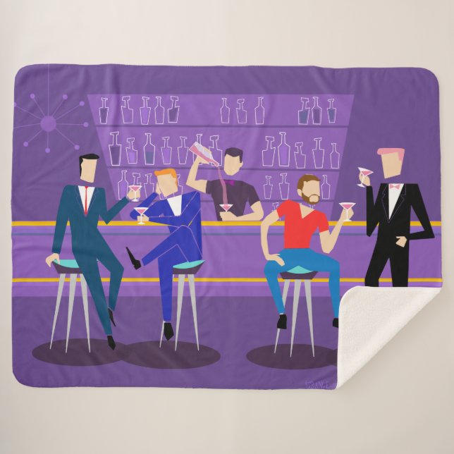 Retro Gay Bar Sherpa Blanket (Front (Horizontal))