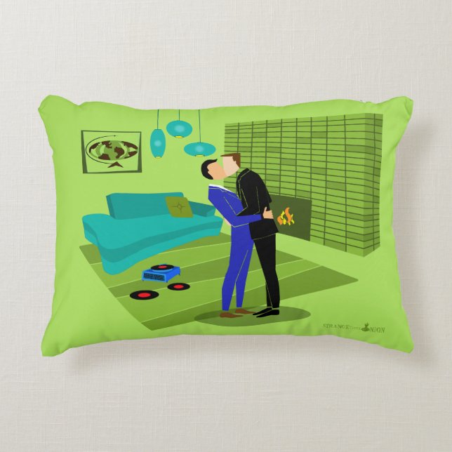 Retro Gay Couple in Love Accent Pillow (Front)