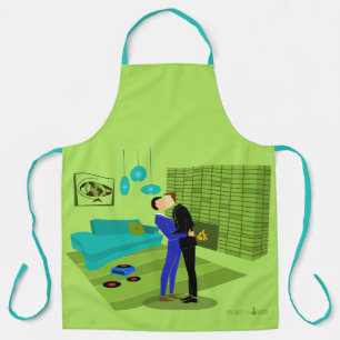 Retro Gay Couple in Love Apron
