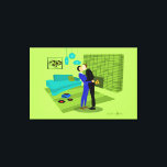 Retro Gay Couple in Love Canvas Print<br><div class="desc">This Retro Gay Couple in Love  design is the perfect blend of passion and kitsch. The 1960s style, minimalist art design features an attractive gay couple kissing in the middle of there impeccably decorated time capsule home. The lime green brick fireplace sets the mood for the well-groomed gentlemen, as the...</div>