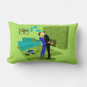 Retro Gay Couple in Love Lumbar Pillow