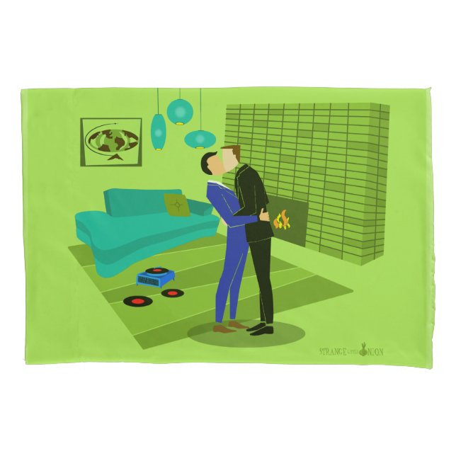 Retro Gay Couple in Love Pillowcase (Front)