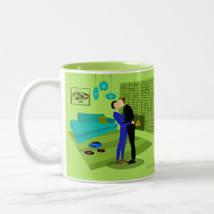 Retro Gay Couple in Love Two-Tone Coffee Mug