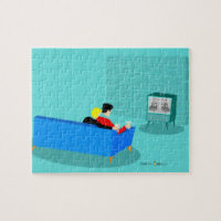 Retro Gay Couple Watching TV Puzzle