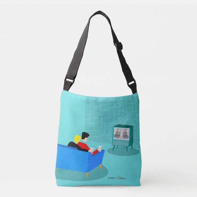 Retro Gay Couple Watching TV Tote (Front)