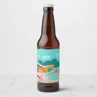 Retro Gay Pool Party Beer Bottle Label