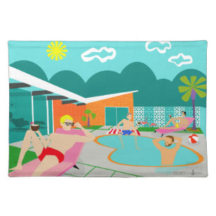 Retro Gay Pool Party Cloth Placemat