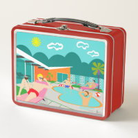 Retro Gay Pool Party Metal Lunch Box