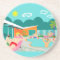 Retro Gay Pool Party Sandstone Coaster