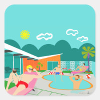 Retro Gay Pool Party Stickers