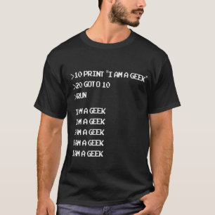 Retro Geek Computer Code T-Shirt BASIC GOTO 10