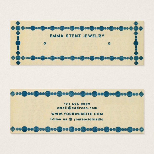 Retro Gem Border•Earring Hoops Studs Display Card (Front & Back)