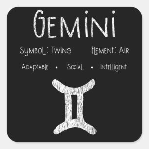Retro Gemini Zodiac Sign Gift for Astrology Lover Square Sticker