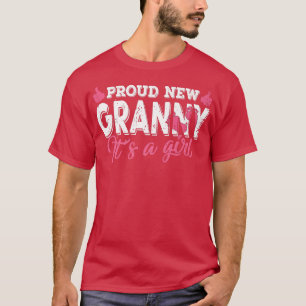 Retro Gender Reveal Proud New Granny It's A Girl  T-Shirt
