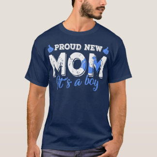 Retro Gender Reveal Proud New Mom It's A Boy  T-Shirt