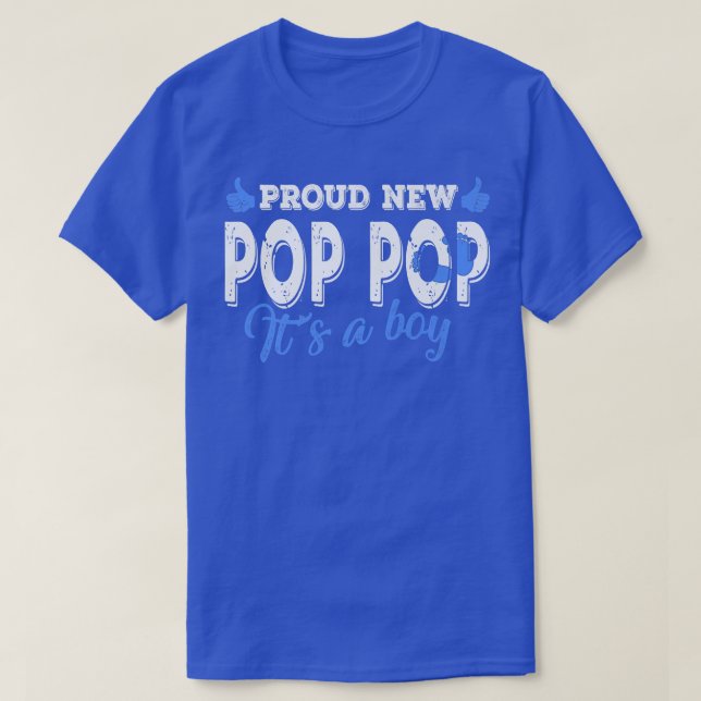 Retro Gender Reveal Proud New Pop Pop It's A Boy  T-Shirt (Design Front)