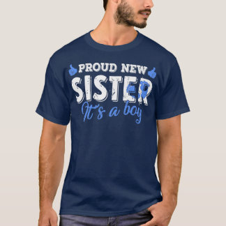 Retro Gender Reveal Proud New Sister It's A Boy  T-Shirt