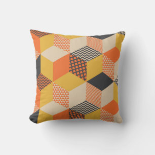 Retro Geometric 60s, Vintage Seamless. Throw Pillow