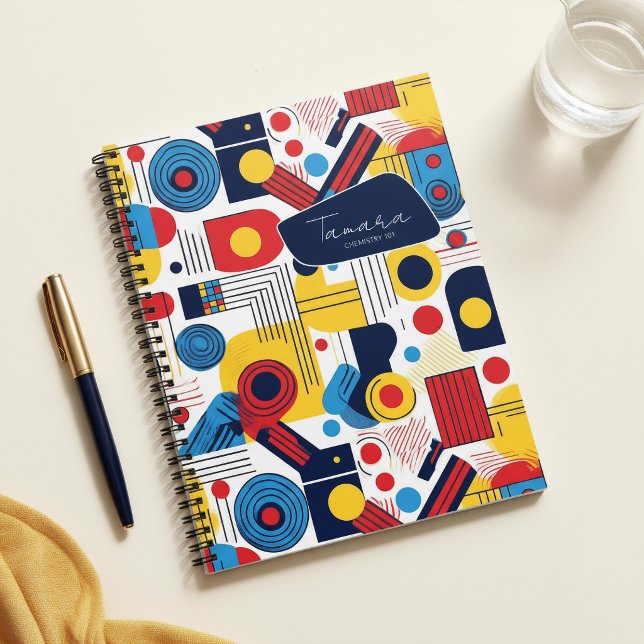 Retro Geometric Abstract Pat#10 Navy Red ID1067 Notebook (Creator Uploaded)