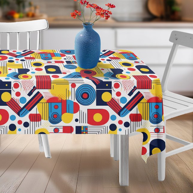 Retro Geometric Abstract Pat#10 Navy Red ID1067 Tablecloth (Creator Uploaded)