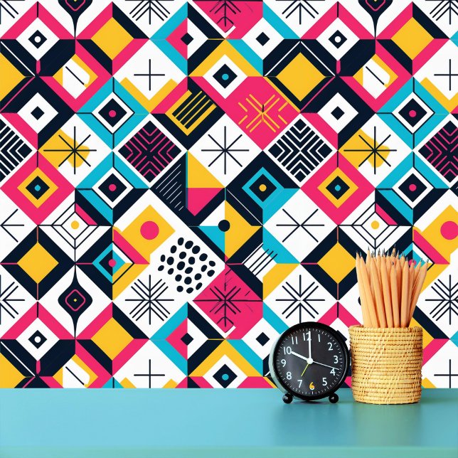 Retro Geometric Abstract Pat#12 Multi Colour ID106 Wallpaper (Creator Uploaded)