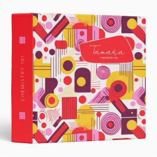 Retro Geometric Abstract Pat#13 Red Orange ID1067 Binder