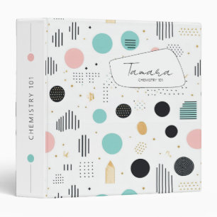 Retro Geometric Abstract Pat#1 Teal Pink ID1067 Binder