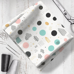 Retro Geometric Abstract Pat#1 Teal Pink ID1067 Fabric