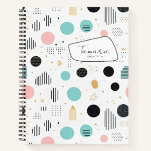 Retro Geometric Abstract Pat#1 Teal Pink ID1067 Notebook