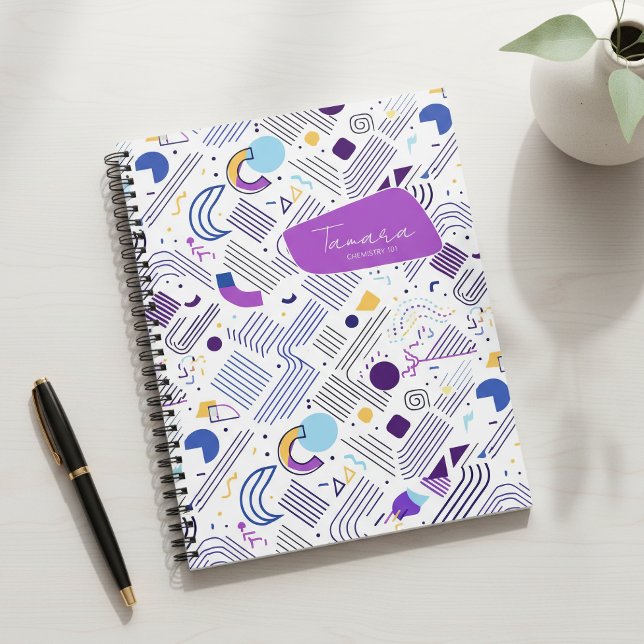Retro Geometric Abstract Pat#4 Purple Blue ID1067 Notebook (Creator Uploaded)