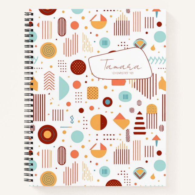 Retro Geometric Abstract Pat#5 Brick Gold ID1067 Notebook (Front)