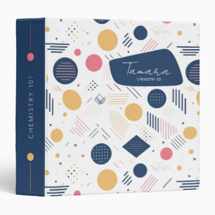 Retro Geometric Abstract Pat#6 Navy Rose ID1067 Binder