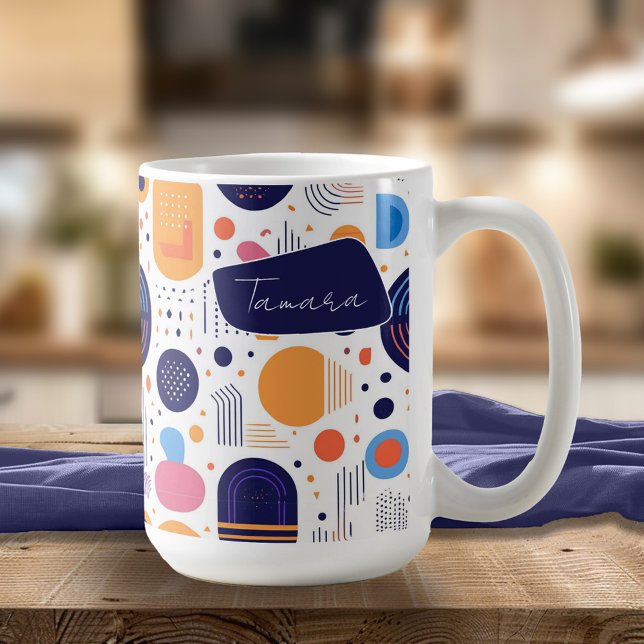 Retro Geometric Abstract Pat#7 Indigo ID1067 Coffee Mug (Creator Uploaded)