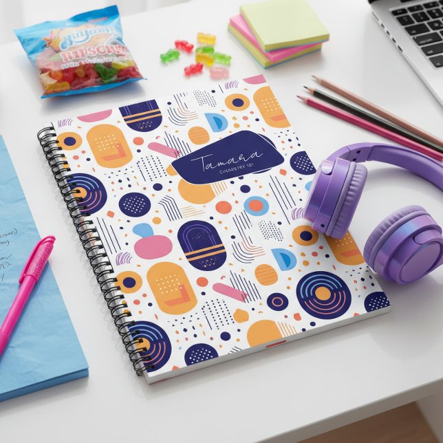 Retro Geometric Abstract Pat#7 Indigo ID1067 Notebook (Creator Uploaded)