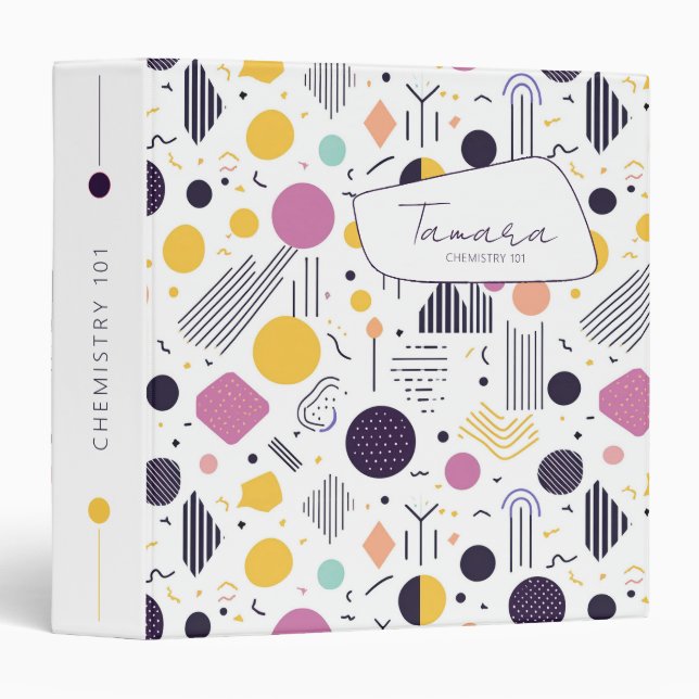 Retro Geometric Abstract Pat#8 Magenta ID1067 Binder (Front/Spine)