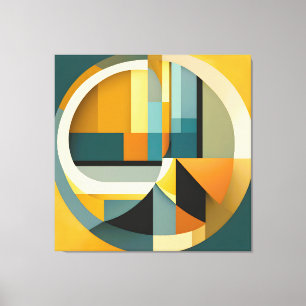 Retro Geometric Abstraction Circles and Rectangles Canvas Print