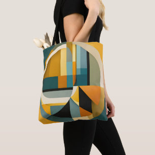 Retro Geometric Abstraction Circles and Rectangles Tote Bag