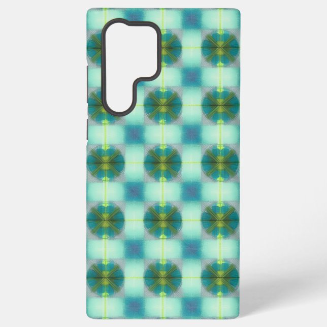 Retro Geometric and Square Grid Phone Case (Back)