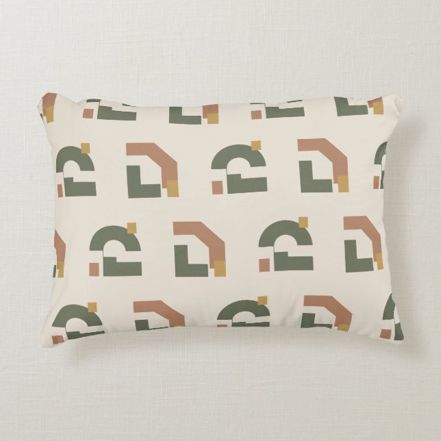 Retro Geometric Arch Pattern Accent Pillow (Front)