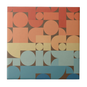 Retro Geometric Art 70s Style Tile