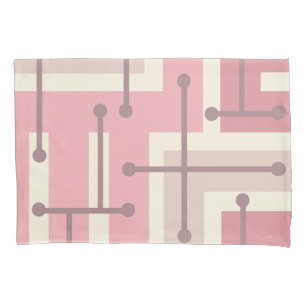 Retro Geometric Art Maze Pink Vanilla Pillowcase